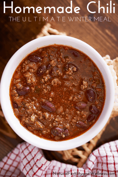 Homemade chili in bowl