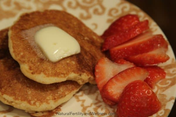 gluten free pancakes and strawberries