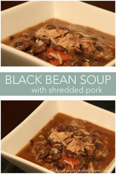 black bean soup with shredded pork