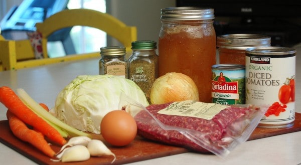 Cabbage and Meatball Soup ingredients