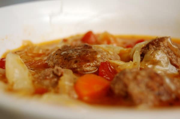 Cabbage and Meatball Soup closeup