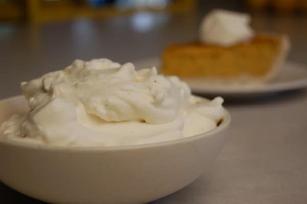 Homemade whipped cream for pumpkin pie