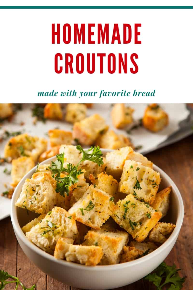 homemade croutons in bowl