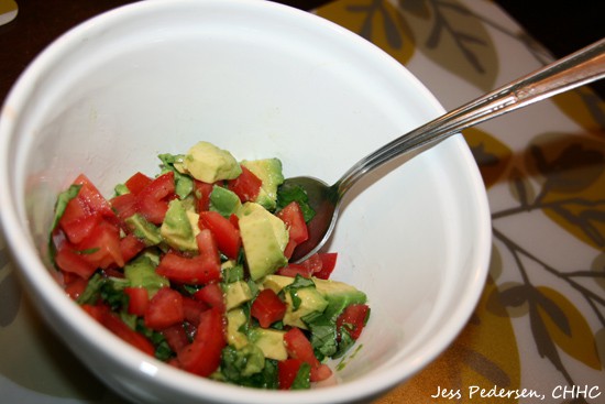 Avocado salad to go with the walnut crusted salmon